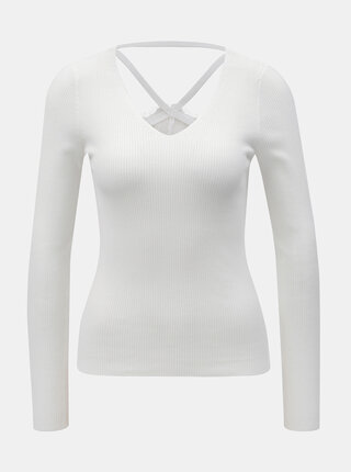 Tricou alb cu striatii si dantela la spate Miss Selfridge