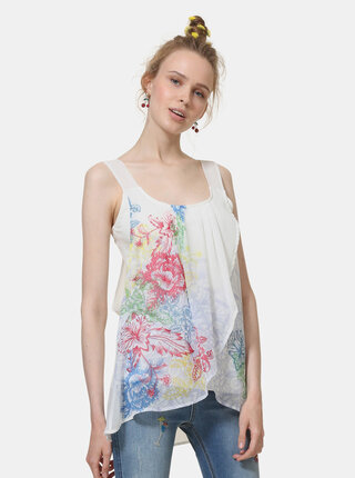 Biely kvetovaný top Desigual Nuria