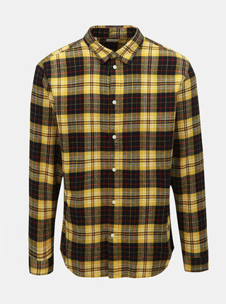 Čierno–žltá kockovaná slim fit košeľa Selected Homme Hansi