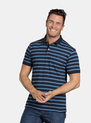 Tricou polo albastru inchis in dungi Raging Bull