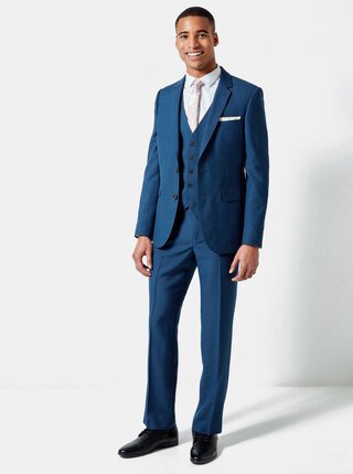 Modré oblekové slim fit sako Burton Menswear London