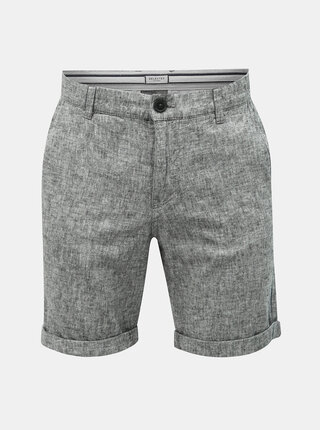 Šedé lněné chino kraťasy Selected Homme