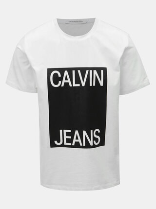 Bílé pánské tričko s potiskem Calvin Klein Jeans