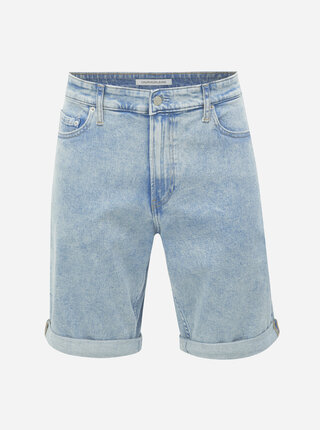 Světle modré pánské slim fit džínové kraťasy Calvin Klein Jeans