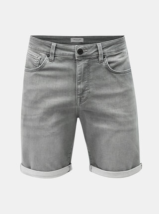 Šedé džínové straight fit kraťasy Selected Homme Lucas