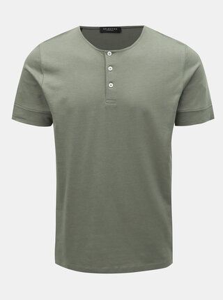 Khaki basic tričko Selected Homme Amos