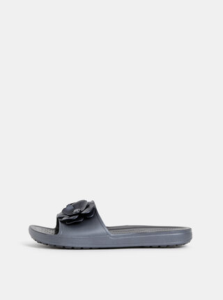 Čierne dámske šľapky s aplikáciou Crocs Sloane Vivid Blooms