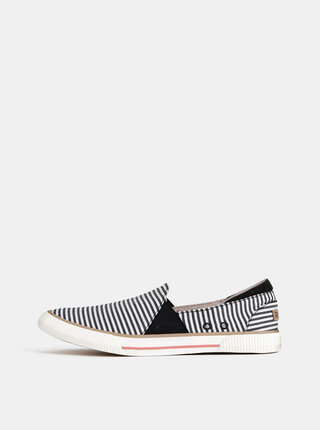 Pantofi slip on alb-negru in dungi Roxy Brayden