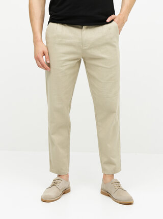 Pantaloni bej din in ONLY & SONS Leo