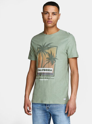 Tricou verde deschis slim fit Jack & Jones Newpleo