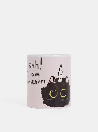 Růžový hrnek s motivem Butter Kings Shh I am unicorn