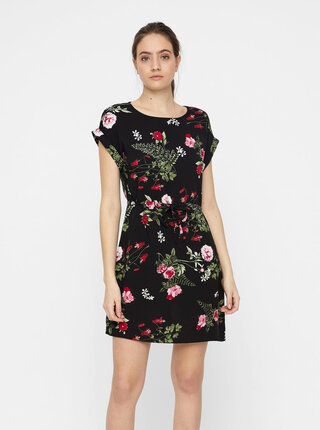 Černé květované šaty VERO MODA Simply