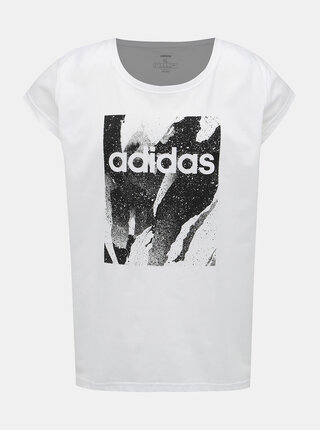 Bílé dámské tričko s potiskem adidas CORE