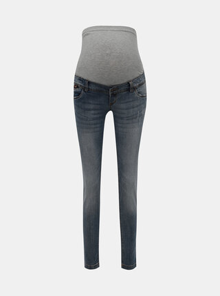 Modré těhotenské zkrácené slim fit džíny Mama.licious Fally