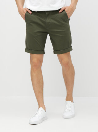 Tmavě zelené chino kraťasy Selected Homme Paris