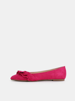 Tmavě růžové baleríny v semišové úpravě s volánem Dorothy Perkins