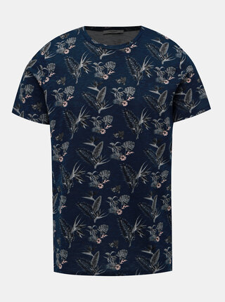 Tmavomodré kvetované tričko Jack & Jones Palmer