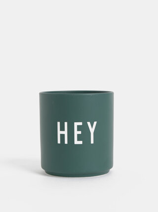Zelený porcelánový hrnek Design Letters Hey 300 ml