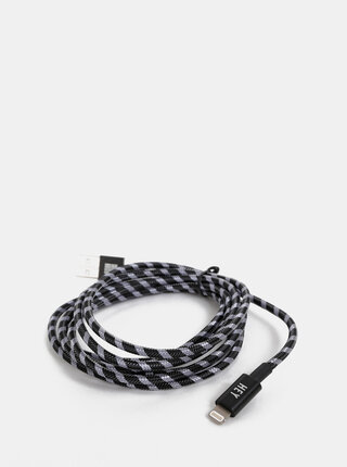 Černý dlouhý kabel na iPhone Design Letters Hey