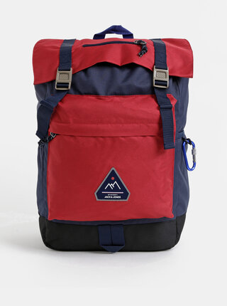 Modro-červený outdoorový batoh Jack & Jones Christian