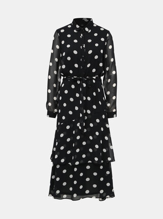 Černé puntíkované košilové maxišaty Dorothy Perkins