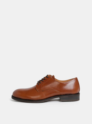 Hnedé kožené polobotky Selected Homme Louis