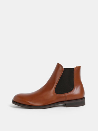 Hnědé kožené chelsea boty Selected Homme Louis