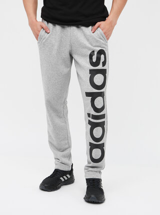 Světle šedé pánské žíhané tepláky s potiskem adidas CORE Brand