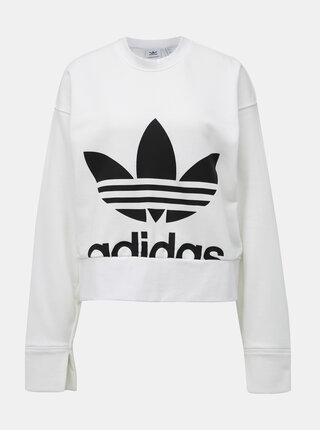 Biela dámska mikina s rozparkom na chrbte adidas Originals