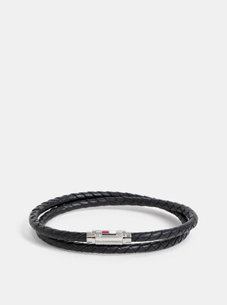 Černý kožený náramek Tommy Hilfiger