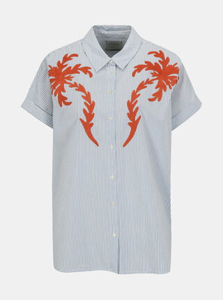 Camasa alba in dungi cu broderie florala Scotch & Soda