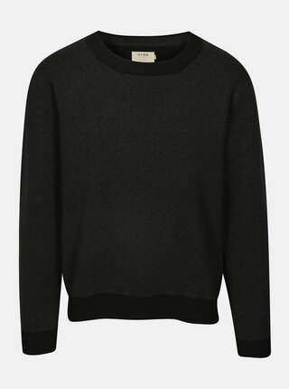 Pulover negru cu gri cu model Herringbone HYMN