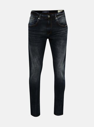 Blugi slim fit albastru-negru Blend cu aspect prespalat