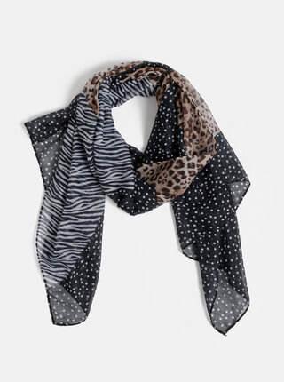 Hnedo-čierna šatka s leopardím vzorom Dorothy Perkins