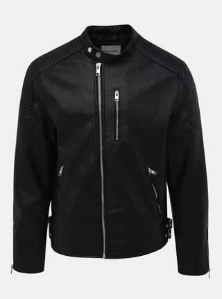 Čierna koženková bunda Jack & Jones Derrick