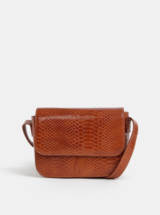 Hnědá crossbody kabelka s hadím vzorem Pieces Iman