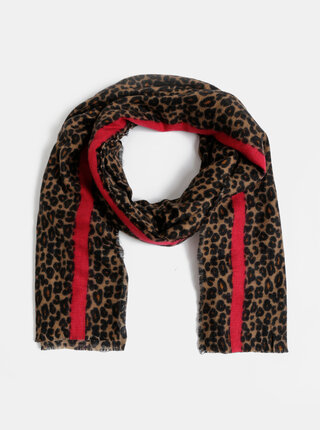 Černo-hnědá šála s leopardím vzorem ONLY Didde