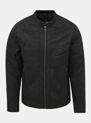 Tmavě šedá koženková bunda Jack & Jones Rask
