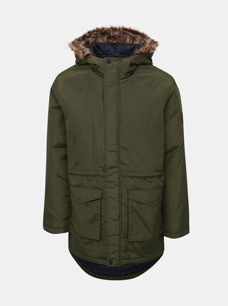 Zelená parka s umělým kožíškem ONLY & SONS Eric