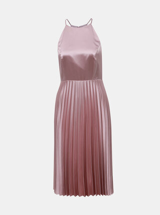 Rúžové šaty s plisovanou sukňou Dorothy Perkins