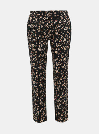 Černé zkrácené kalhoty s leopardím vzorem Dorothy Perkins