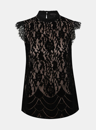 Černý krajkový sametový top Dorothy Perkins