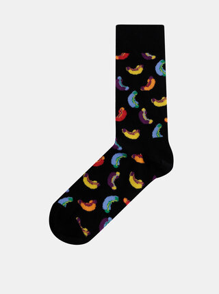 Černé dámské vzorované ponožky Happy Socks Hotdog