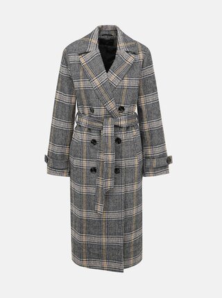 Šedý kockovaný kabát Dorothy Perkins