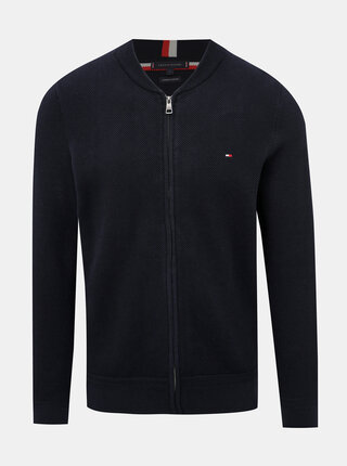 Tmavě modrý pánský svetr na zip Tommy Hilfiger