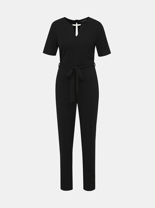 Černý overal s průstřihem v dekoltu Dorothy Perkins