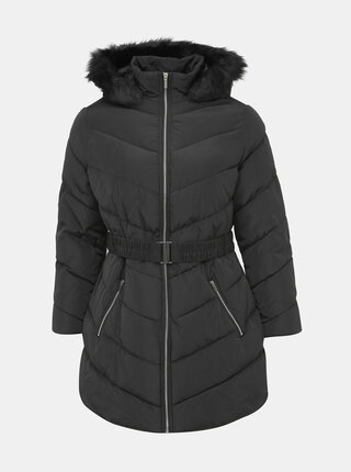 Čierny prešívaný zimný kabát Dorothy Perkins Curve