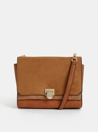 Hnedá crossbody kabelka s klopou v semišovej úprave Bessie London