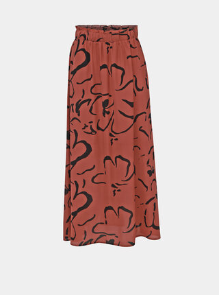 Hnědá vzorovaná maxi sukně VERO MODA Ilona