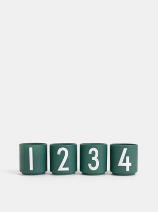 Tmavozelené hrnčeky na espresso Design Letters